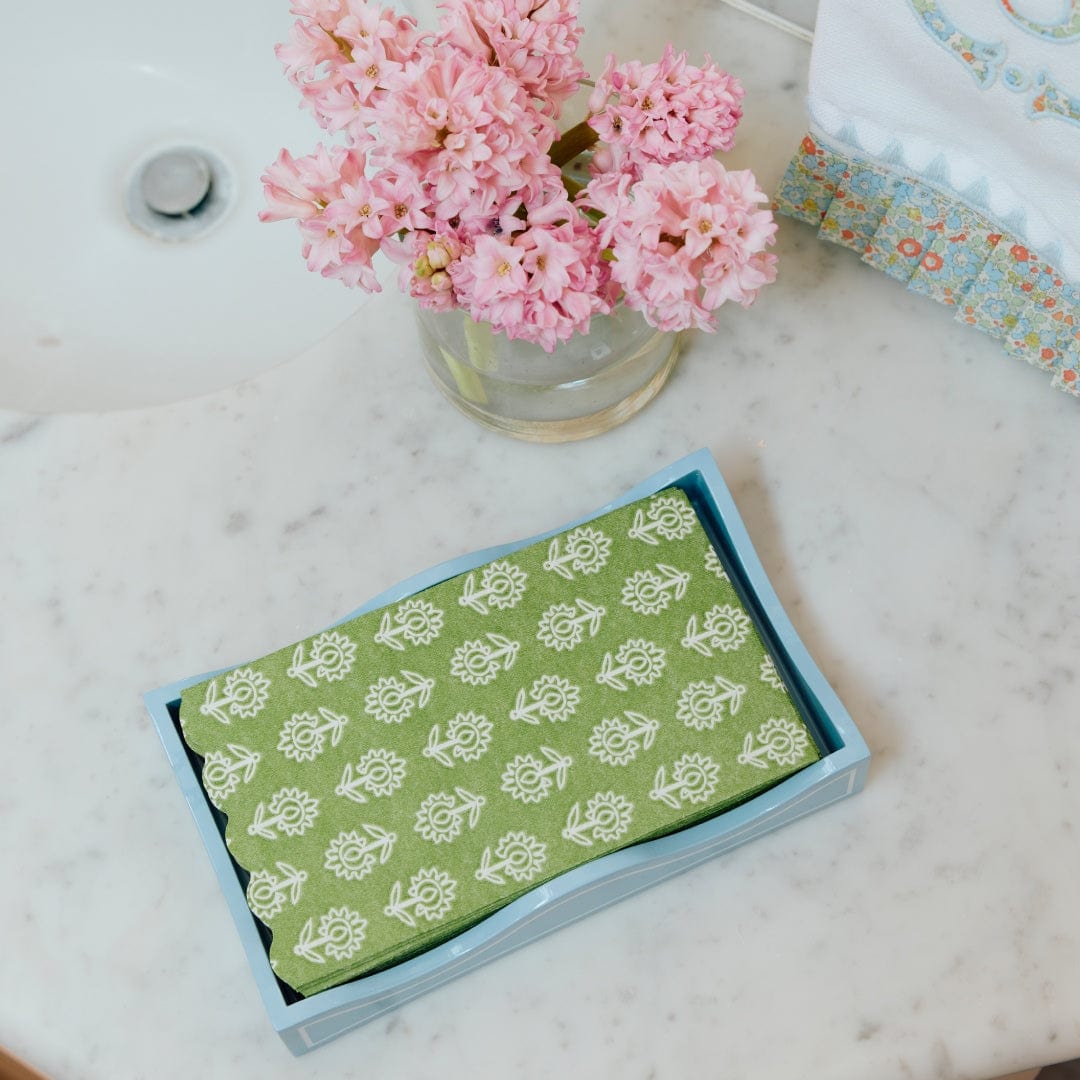 Linen-Like Paper Guest Towel and Lacquer Tray Set
