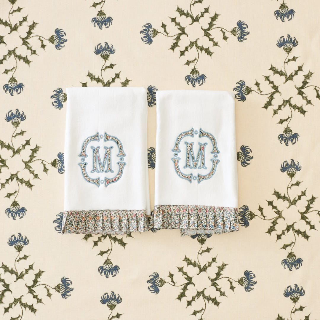 Powder Bath Towels pleated with Liberty London (pair) 12 Powder Bath Towels pleated with Liberty London (pair)