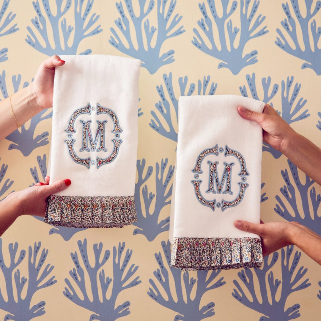 Powder Bath Towels pleated with Liberty London (pair) 13 Powder Bath Towels pleated with Liberty London (pair)