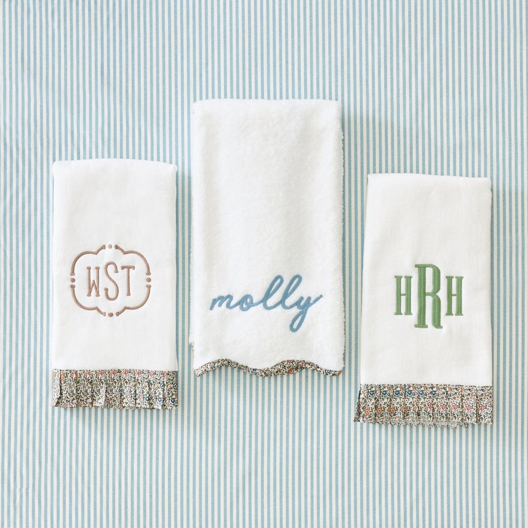 Powder Bath Towels pleated with Liberty London (pair) 18 Powder Bath Towels pleated with Liberty London (pair)