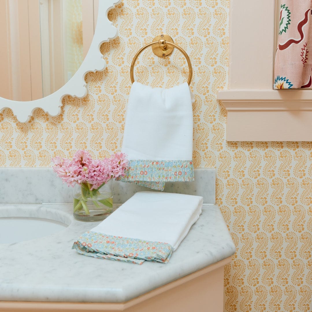Powder Bath Towels pleated with Liberty London (pair) 3 Powder Bath Towels pleated with Liberty London (pair)