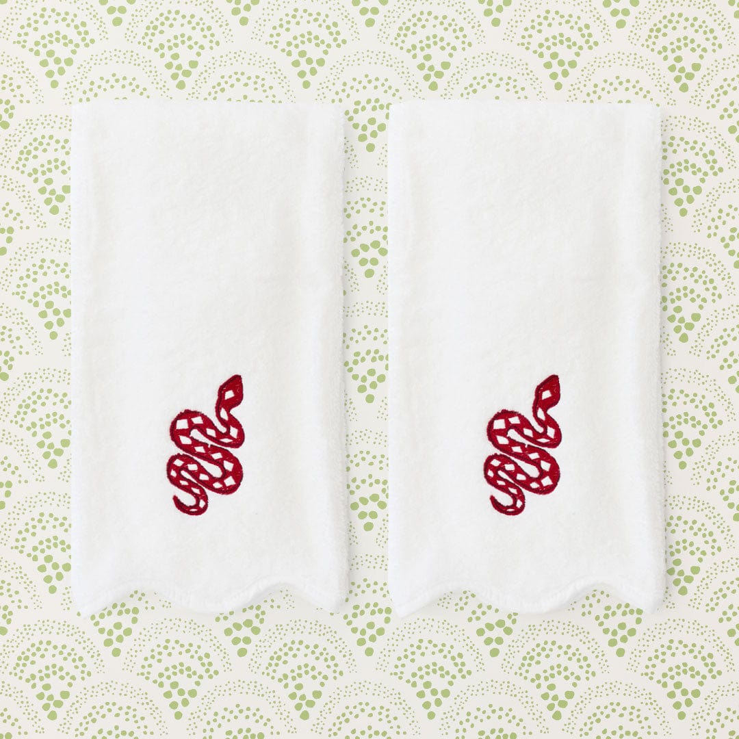 Red Snake Scallop Hand Towel