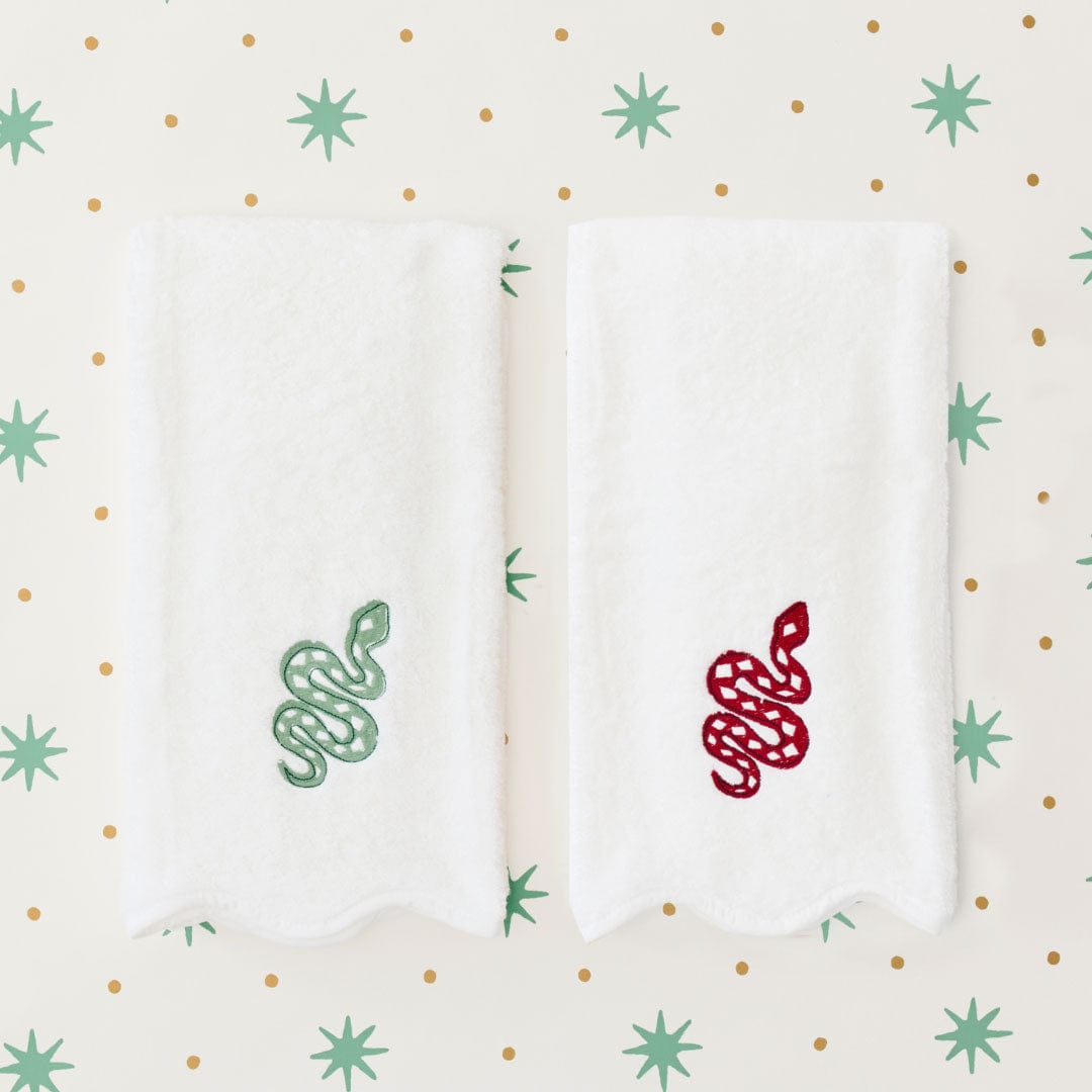 Red Snake Scallop Hand Towel 3 Red Snake Scallop Hand Towel