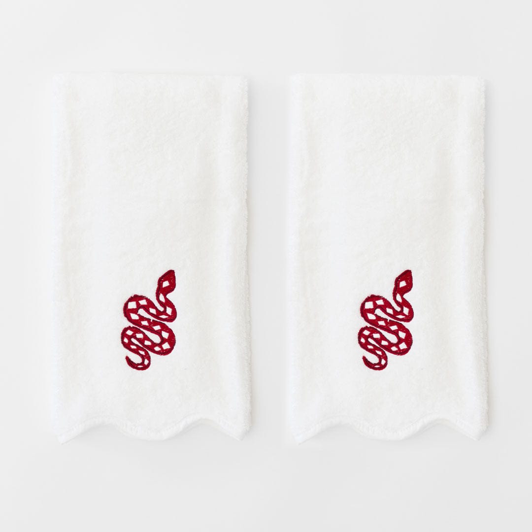 Red Snake Scallop Hand Towel 4 Red Snake Scallop Hand Towel