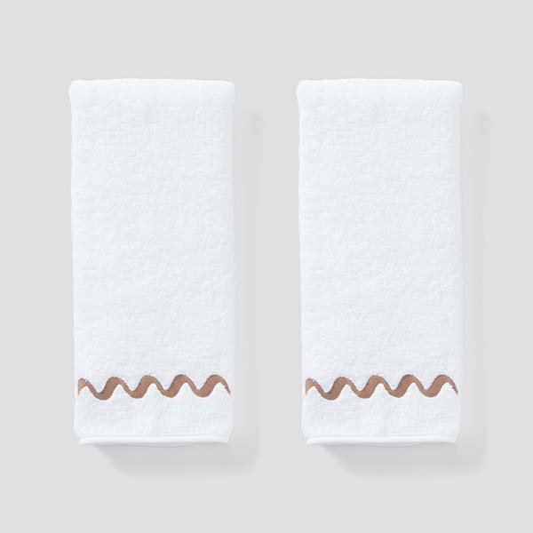 Wave Embroidered Hand Towels (pair) 18 Wave Embroidered Hand Towels (pair)