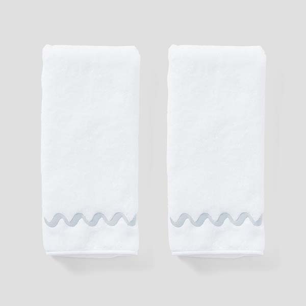 Wave Embroidered Hand Towels (pair) 24 Wave Embroidered Hand Towels (pair)