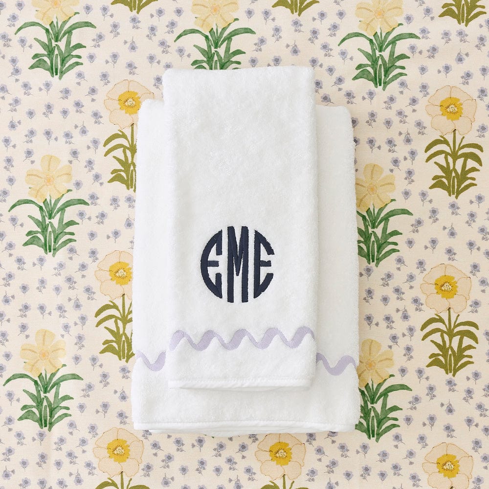 Wave Embroidered Hand Towels (pair) 4 Wave Embroidered Hand Towels (pair)