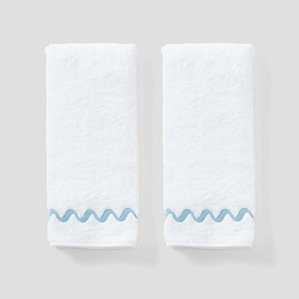 Wave Embroidered Hand Towels (pair) 8 Wave Embroidered Hand Towels (pair)