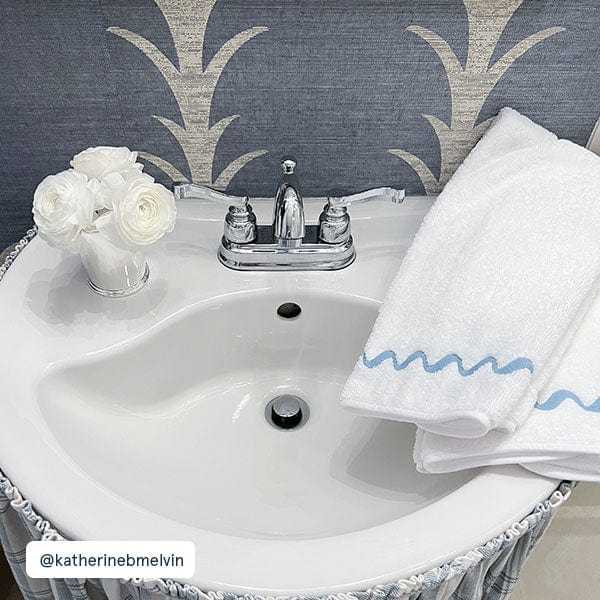 Wave Embroidered Hand Towels (pair) 9 Wave Embroidered Hand Towels (pair)