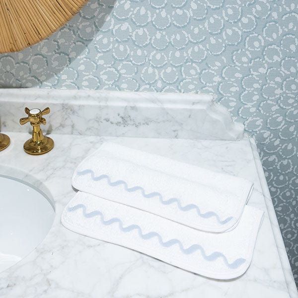 Wave Embroidered Washcloths (pair) 18 Wave Embroidered Washcloths (pair)