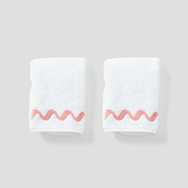 Wave Embroidered Washcloths (pair) 3 Wave Embroidered Washcloths (pair)