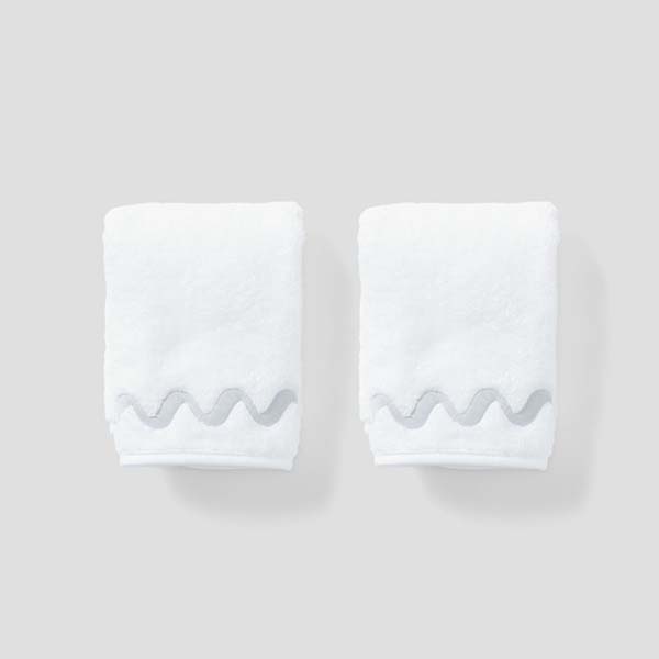 Wave Embroidered Washcloths (pair) 4 Wave Embroidered Washcloths (pair)