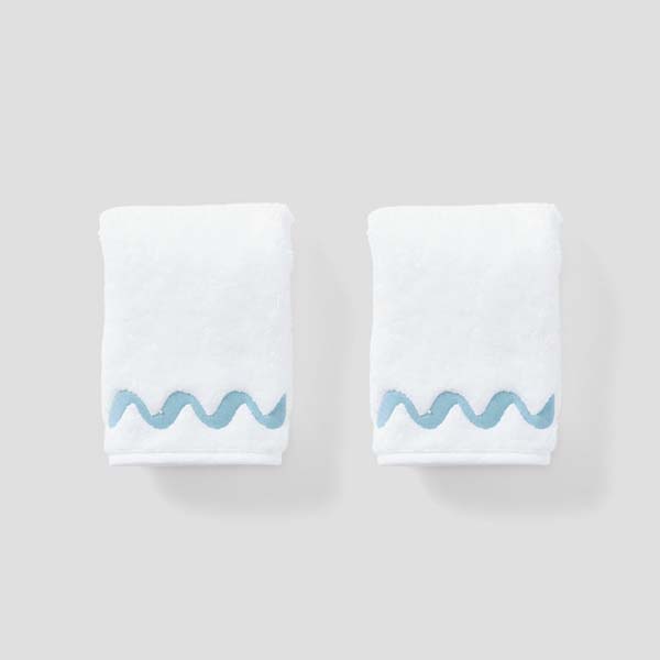 Wave Embroidered Washcloths (pair) 5 Wave Embroidered Washcloths (pair)