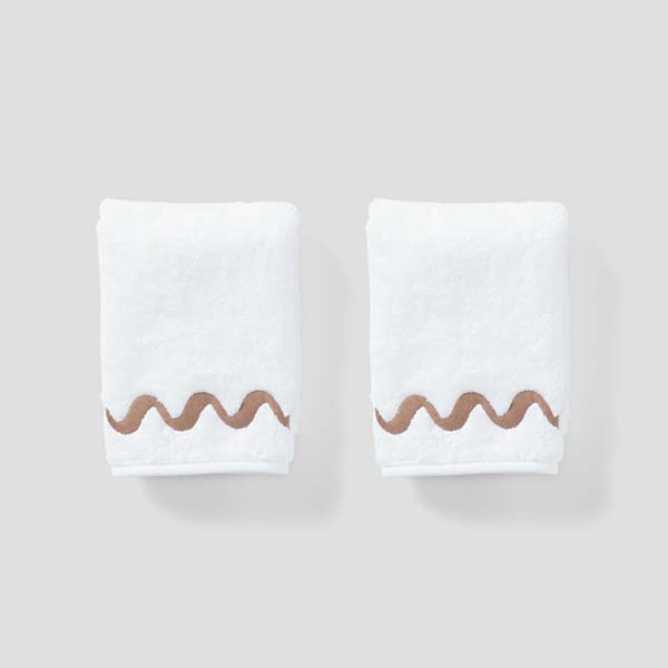 Wave Embroidered Washcloths (pair) 6 Wave Embroidered Washcloths (pair)