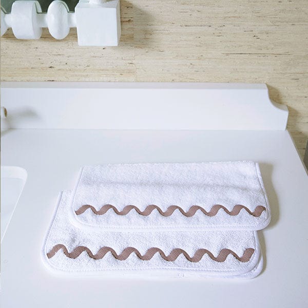 Wave Embroidered Washcloths (pair) 10 Wave Embroidered Washcloths (pair)