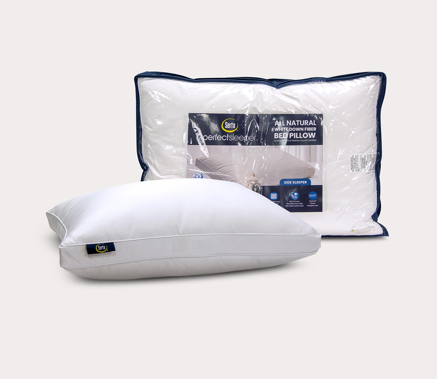 Serta White Down Fiber Side Sleeper Pillow