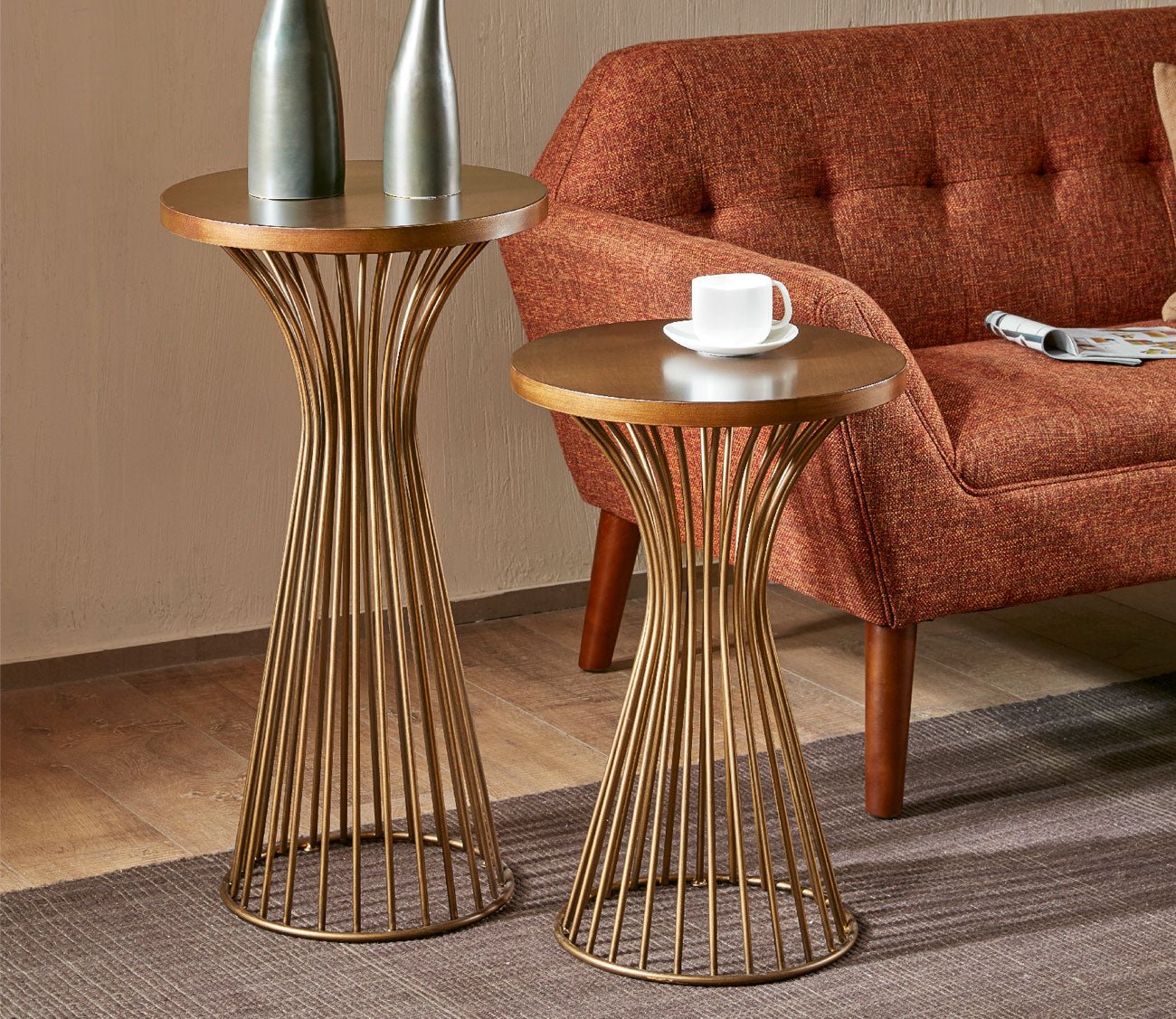 Ink & Ivy Mercer Bronze Metal Round Pedestal Accent Table