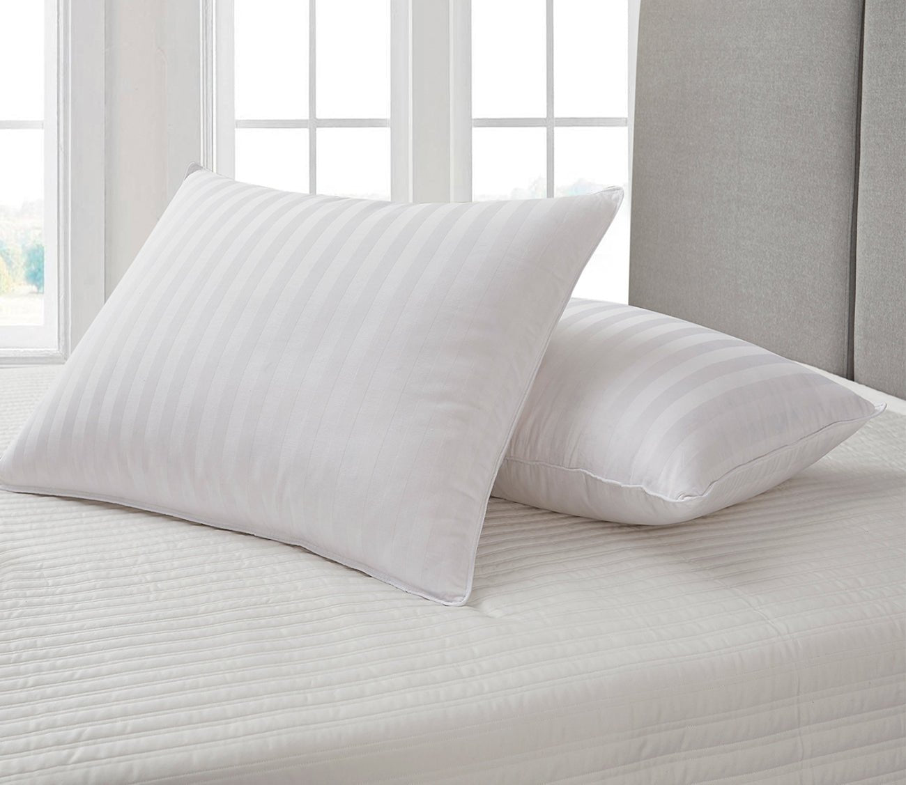 Blue Ridge Home Supreme Damask Stripe Soft White Down Pillow 3 Blue Ridge Home Supreme Damask Stripe Soft White Down Pillow