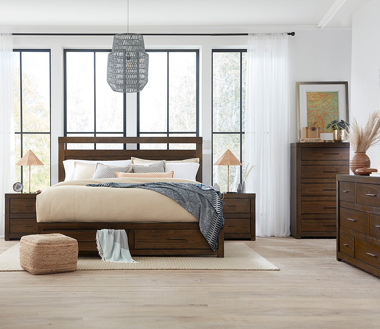 Aspen Home Modern Loft Brown Storage Bed Bedroom Set
