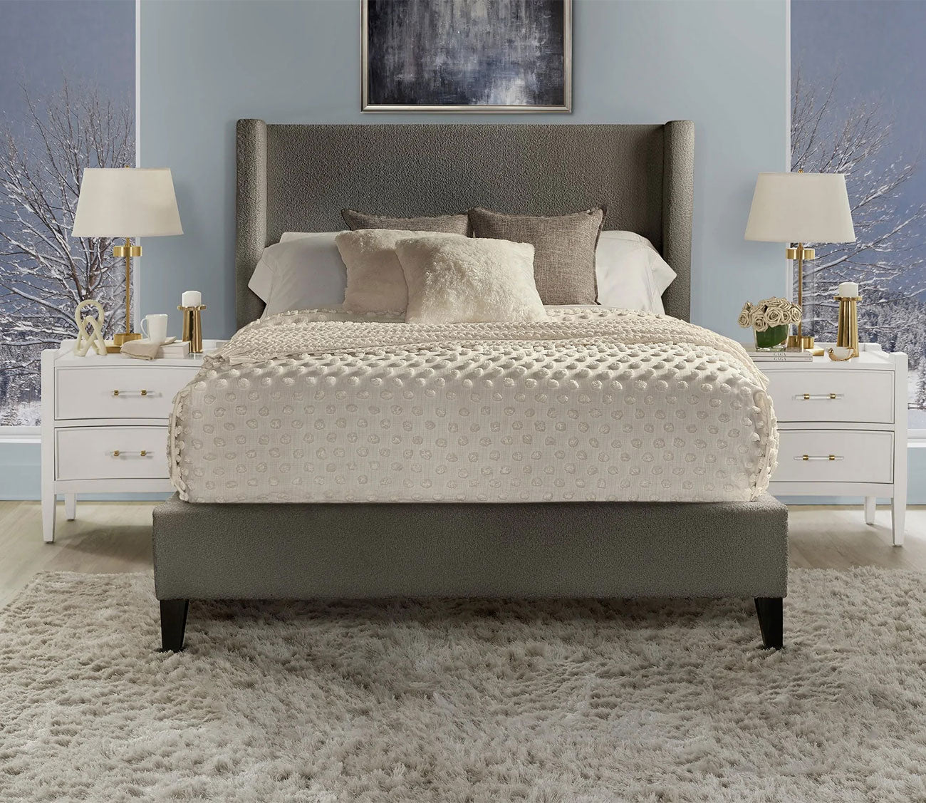 Parker House Angel Boucle Fabric Upholstered Bed