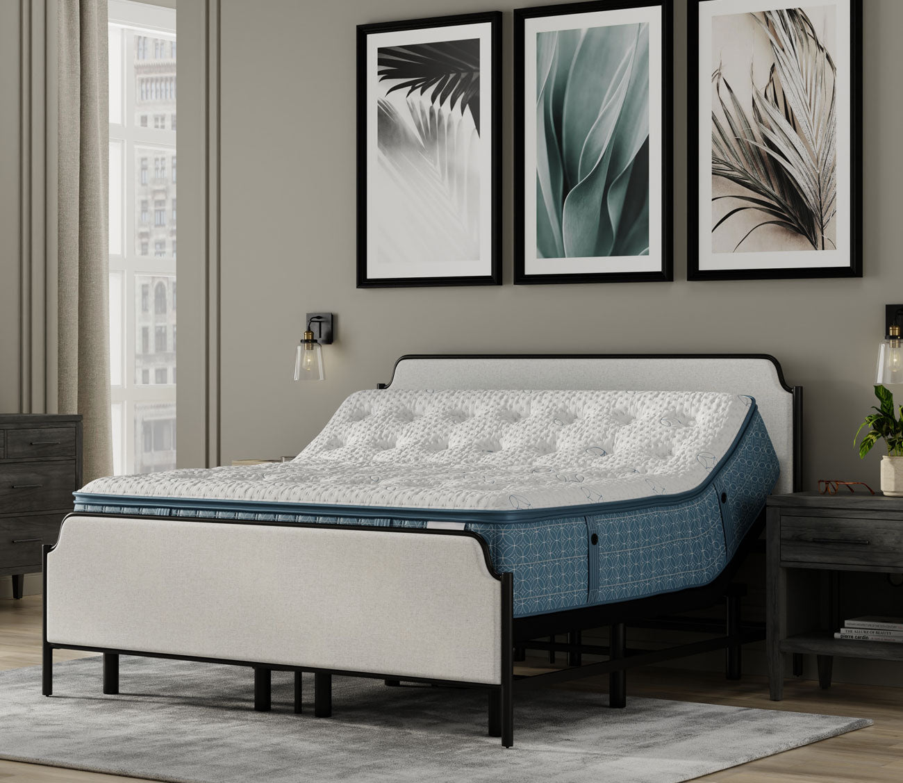 CM Home Alyssa Upholstered Metal Bed