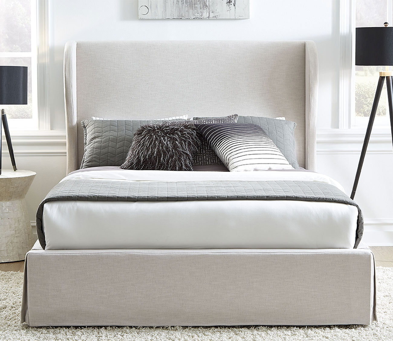 Modus Furniture Hera Upholstered Skirted Panel Bed 3 Modus Furniture Hera Upholstered Skirted Panel Bed