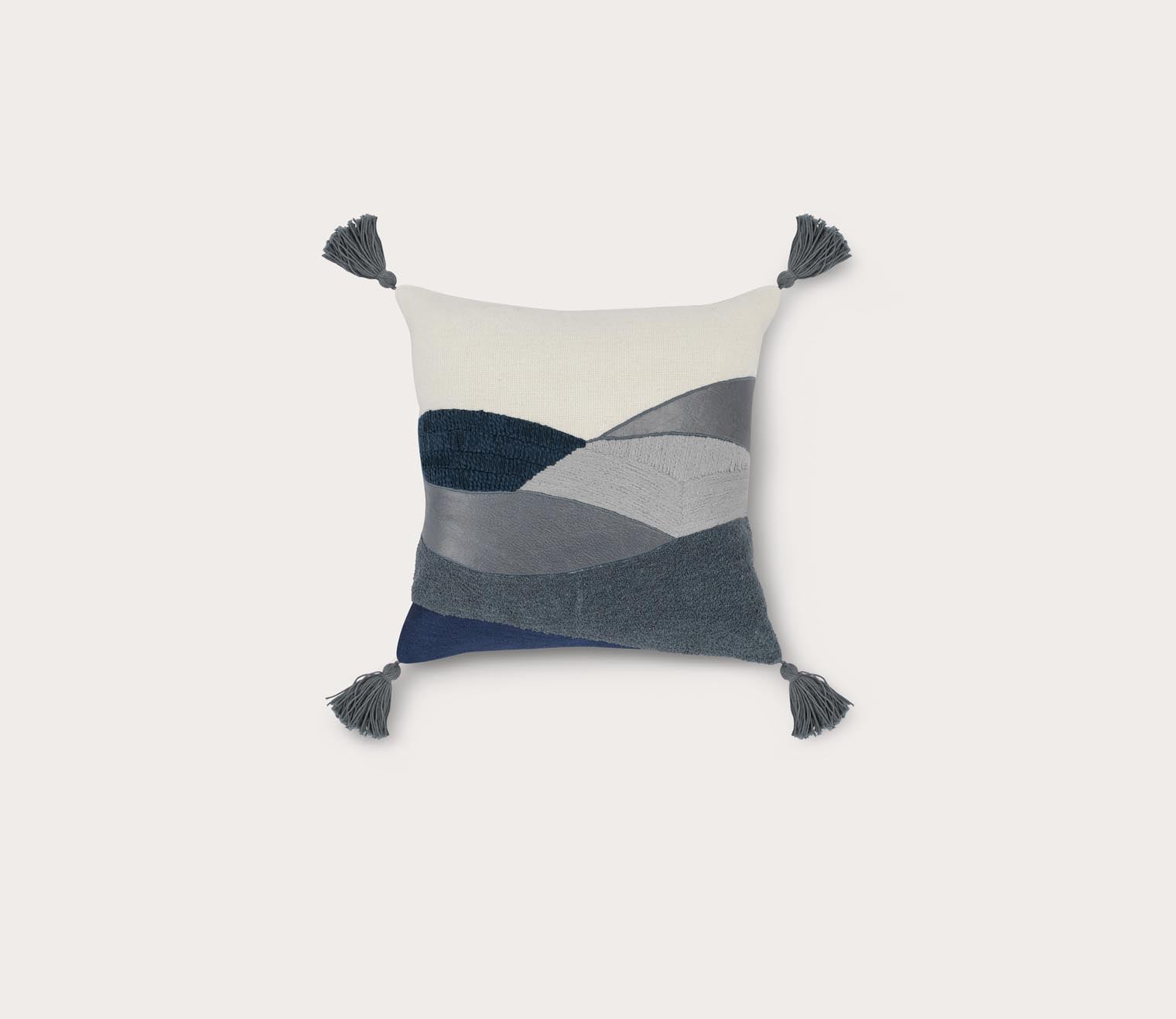 Villa by Classic Home Carve Sea Fog Blue Ivory Throw Pillow