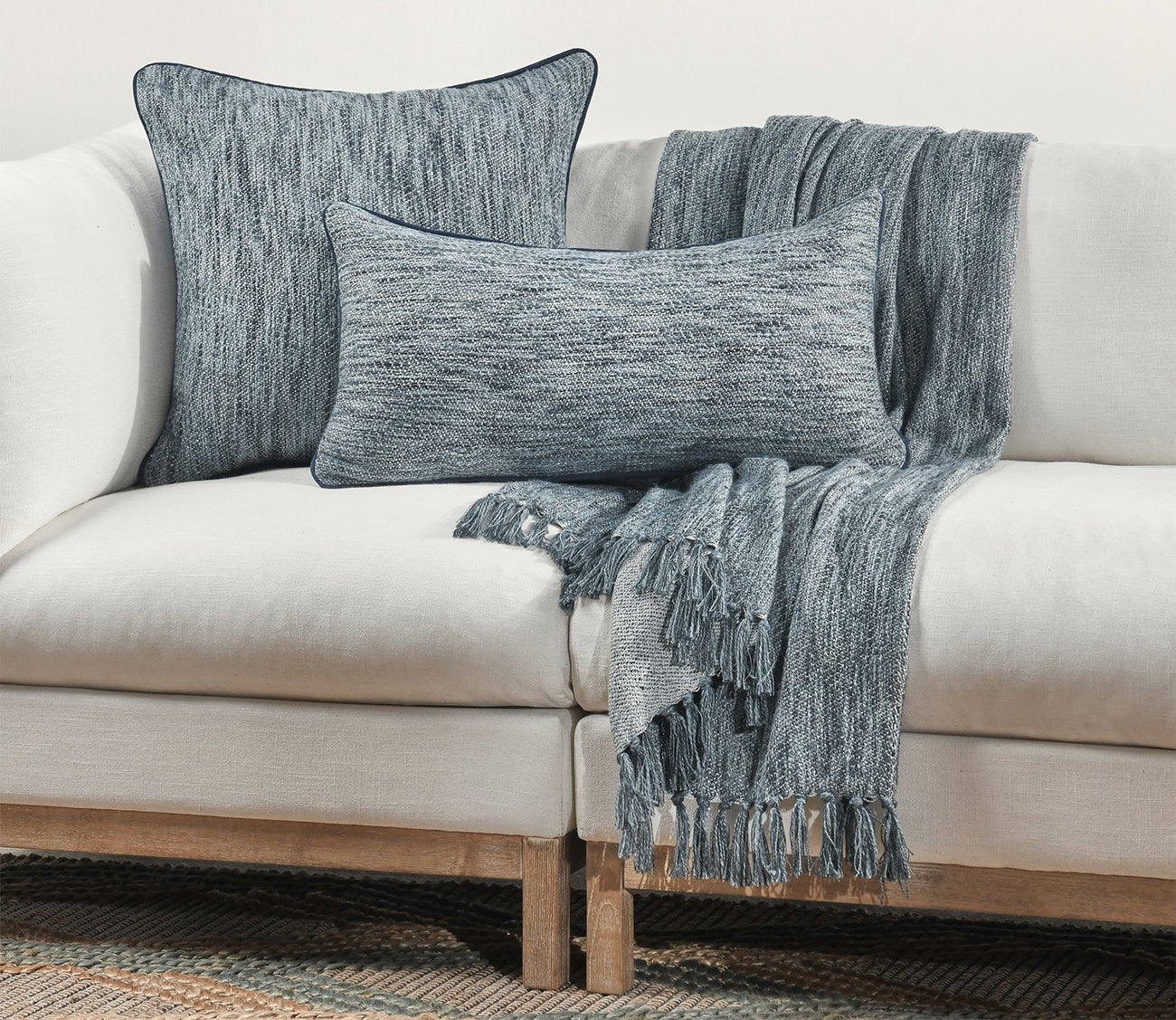 Villa by Classic Home Sharma Denim Blue Throw Pillow