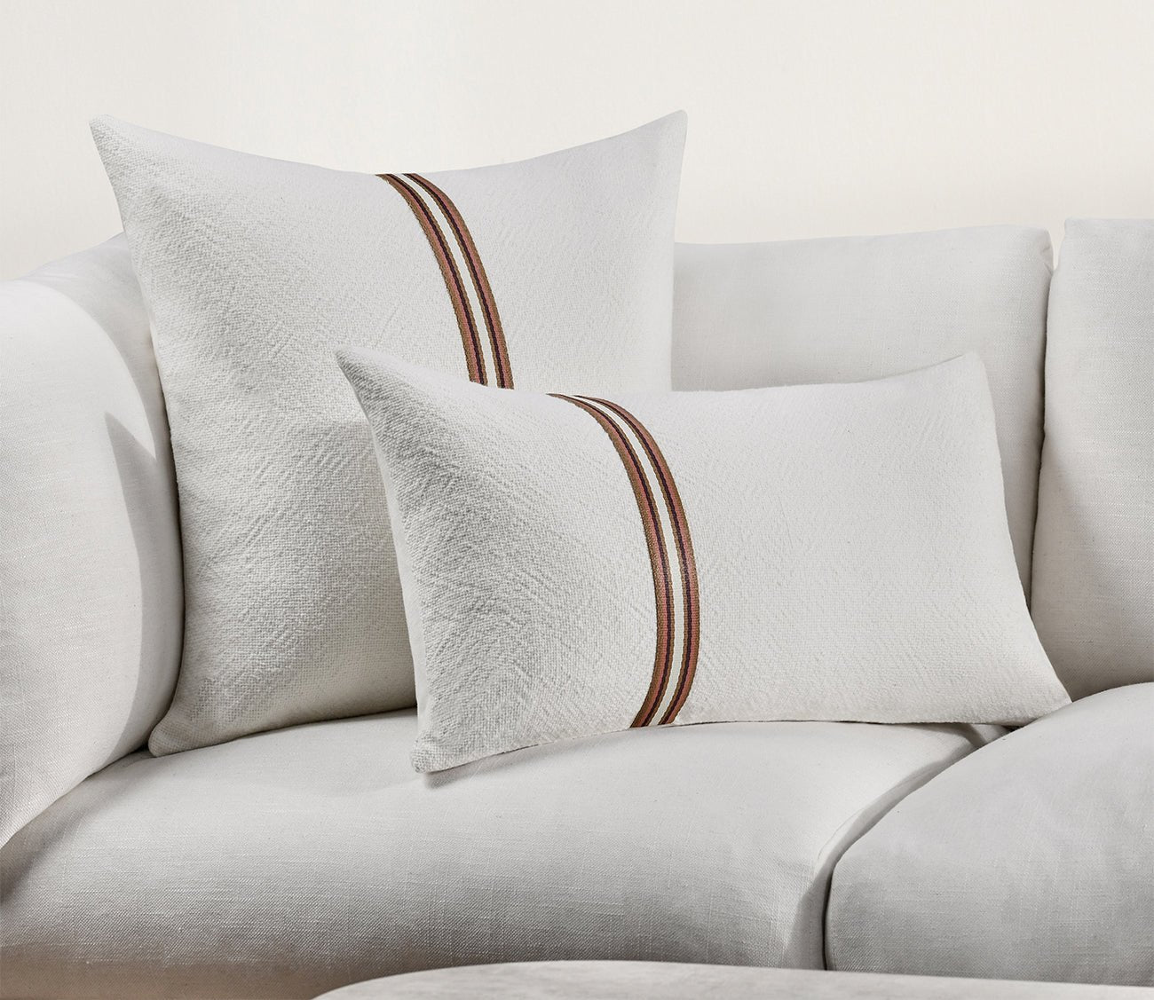Villa by Classic Home Ralph Ivory Sangria Red Throw Pillow