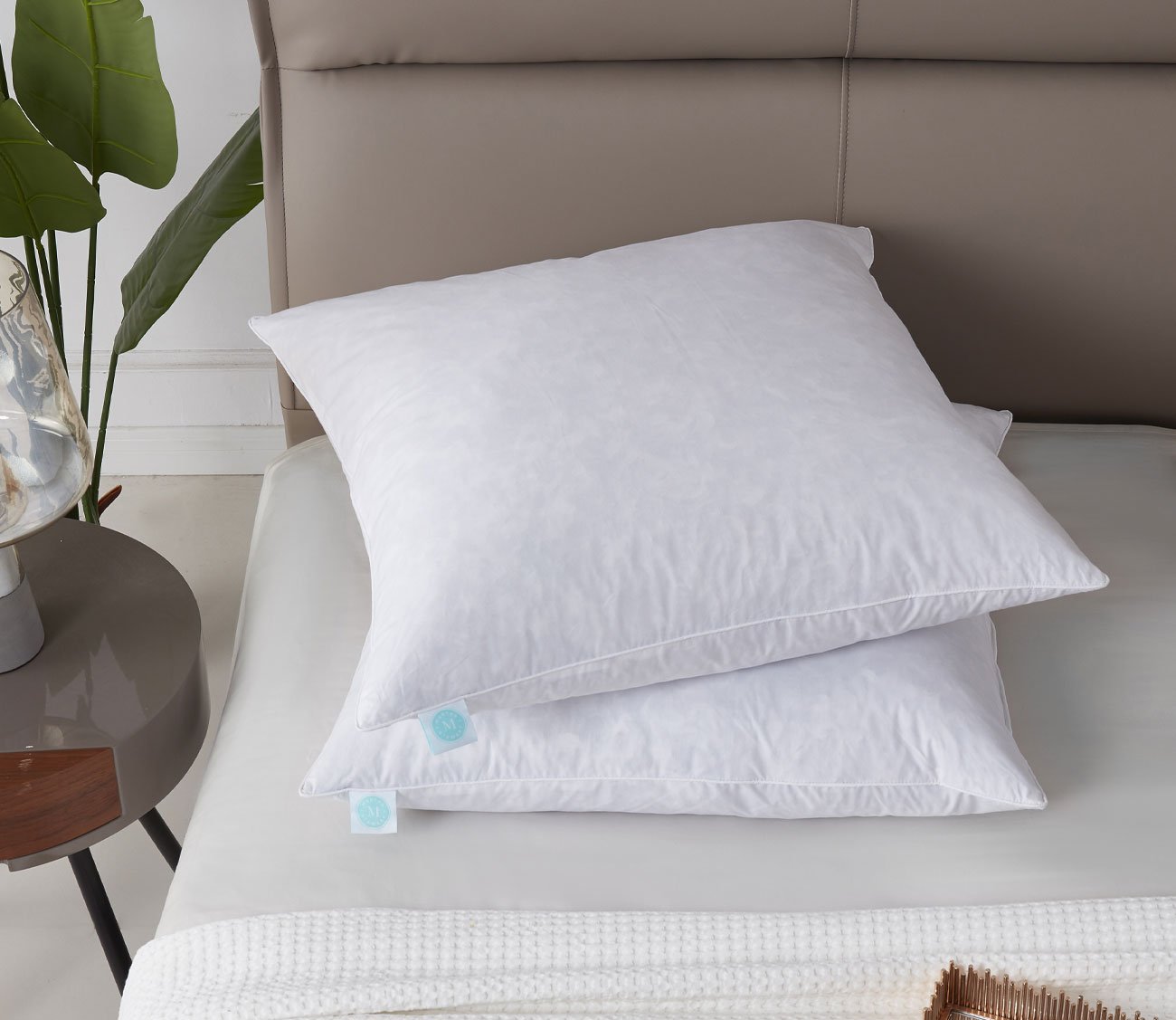 Martha Stewart 233TC Cotton Medium Firm Decorative Square Feather Pillow 2-Pack