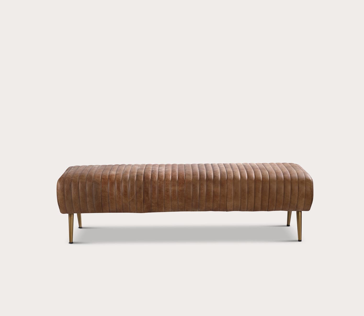 Moe's Furniture Endora Tufted Brown Genuine Leather Bench