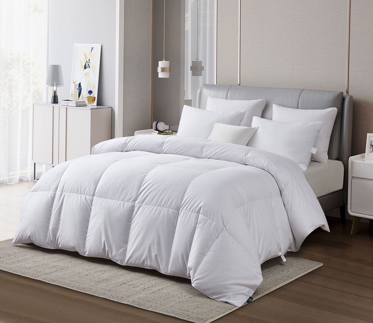 Serta 400TC Cotton Sateen All Season European White Goose Down Comforter