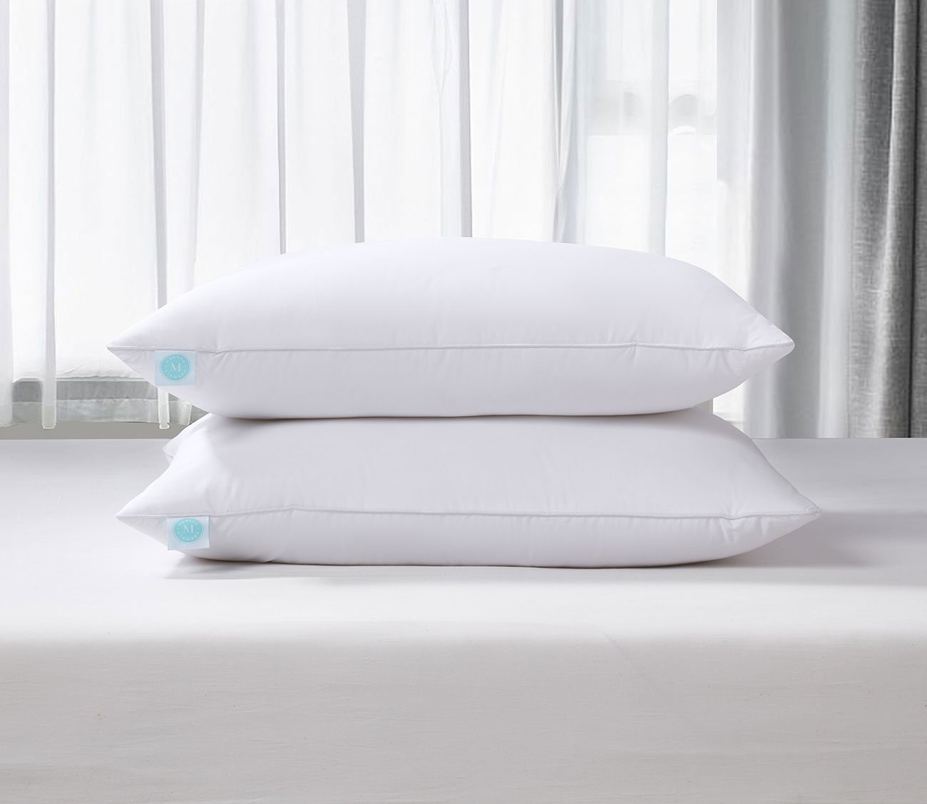 Martha Stewart Cotton Tencel Blend Medium Firm Feather and Down Pillow 2-Pack