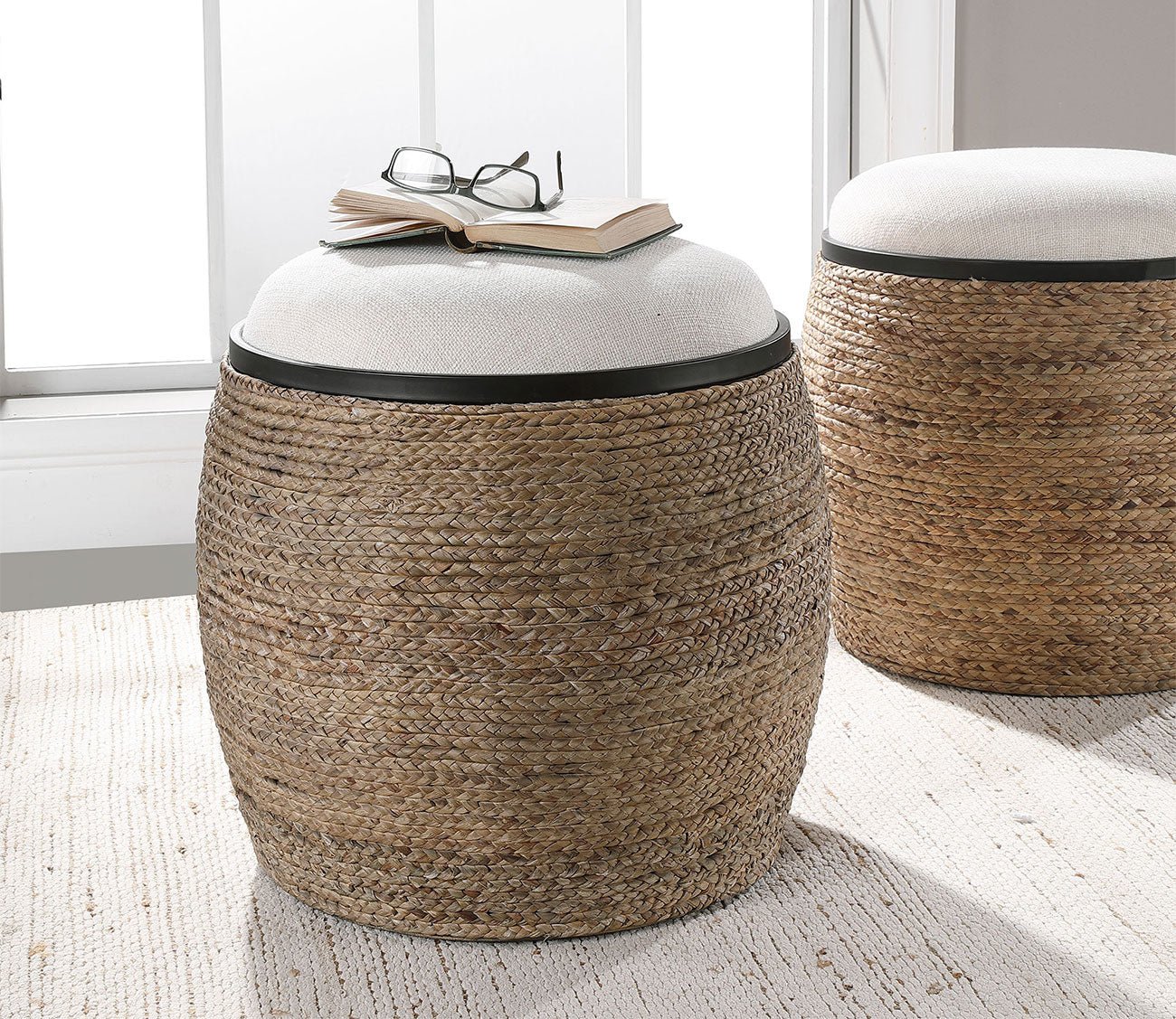 Uttermost Island Straw Accent Stool