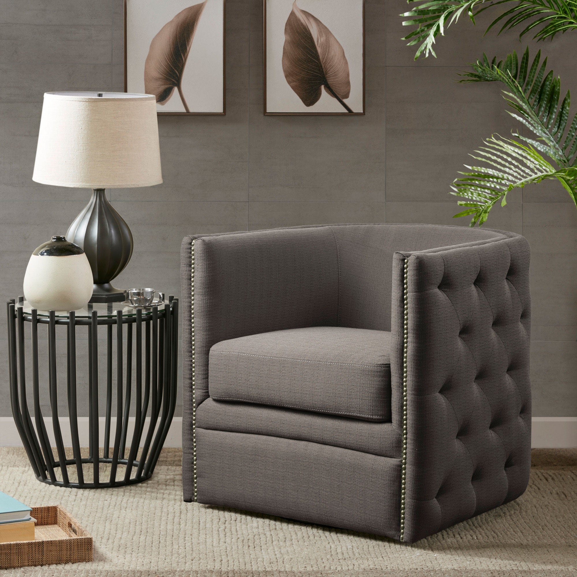 Madison Park Capstone Swivel Accent Chair
